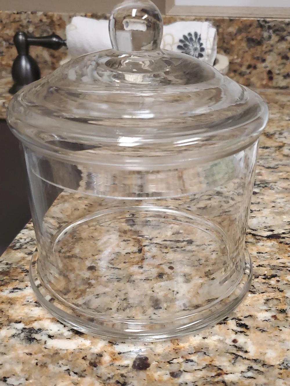 Clear Glass Bathroom Storage Jar with Lid - Elegant Countertop Canister